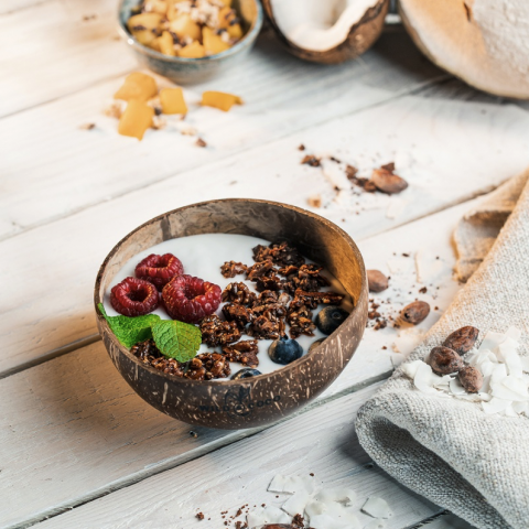 BALÍČEK - Kokosová miska s posvätnou geometriou a bambusová lyžice